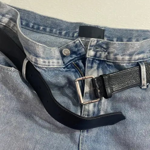 NWT RtA Dexter Belted Baggy Jeans in Sun Blue Size MEDIUM Metallic Coated Denim