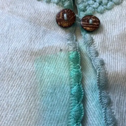 Soft Llama Wool Poncho Cape Coat Jacket Boho Festival Handwoven Aqua/Teal OSFM Blue Size undefined