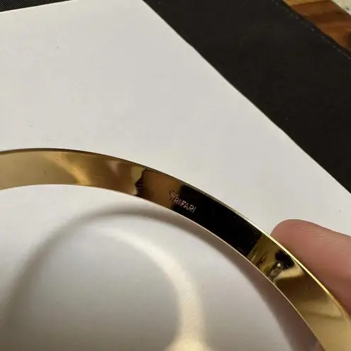 Trifari Vintage Crown Red enamel Gold Tone Bangle Bracelet Signed 8 Inch