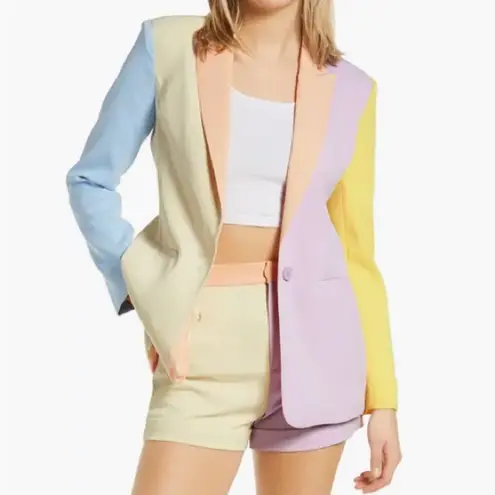 Endless Rose NWT Pastel Color Block Blazer in Multi, Size Small
