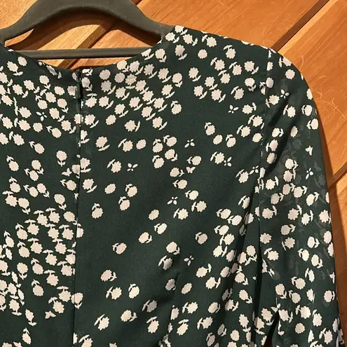 Allison New York layered balloon sleeve faux wrap floral dress in forest green Size XS