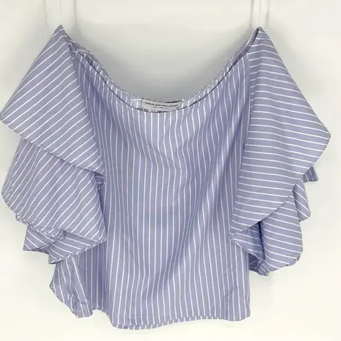 Child of the Universe Off the Shoulder Ruffle Sleeve Blue and White Stripe Top M Size M