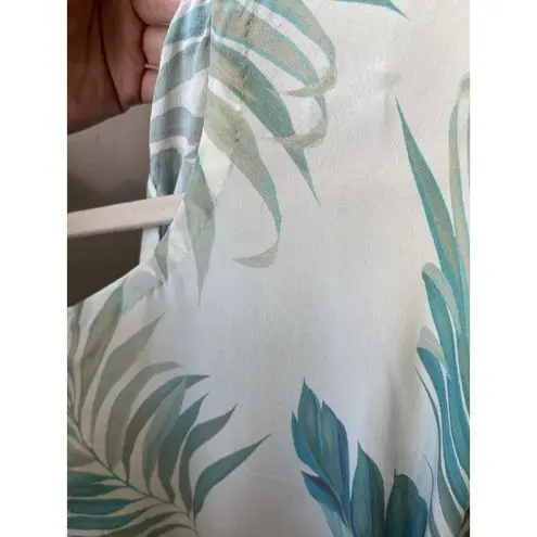 Vacances Beach Swim Coverup Palm Leaf 100% Silk Cream Caftan kimono resortwear Blue Size undefined