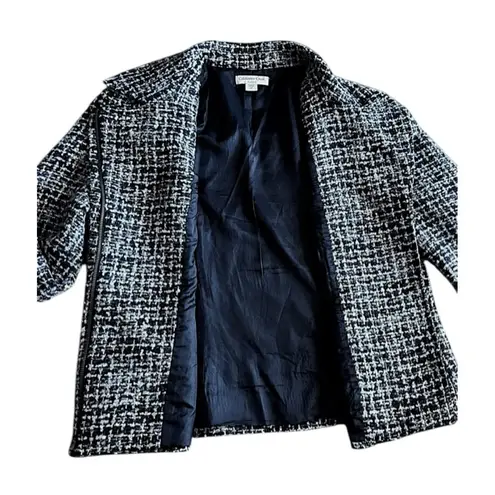 Coldwater Creek Women's Black White Boucle Asymmetrical Jacket Size 14