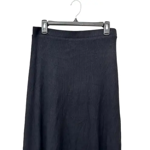 Bobeau Ribbed Knit Classic Midi Skirt Pull-On Elastic Waist Black W Medium NWOT