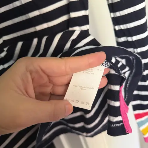 Boden navy blue white stripe crew neck cotton long sleeve top Size 4