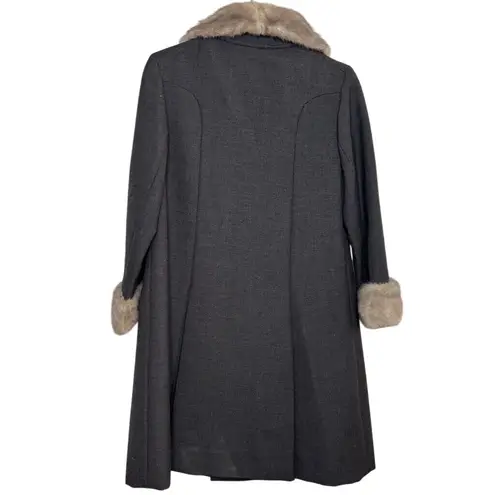 Vtg Joseph R. Harris Wool Coat Gray Sz S Genuine Fur Collar ILGWU Made Luxury