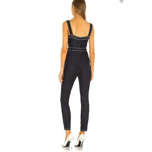 We Wore What New Revolve Corset Overalls Stretch Denim Dark Wash Medium MSRP $198