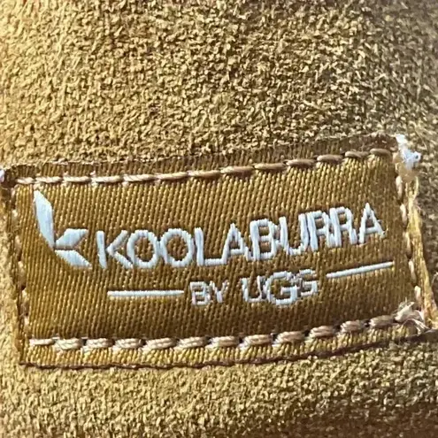 KOOLABURRA BY UGG GIRLS SIZE 4 PULL ON CARAMEL TAN BOOTS SHERPA LINED BOW ACCENT
