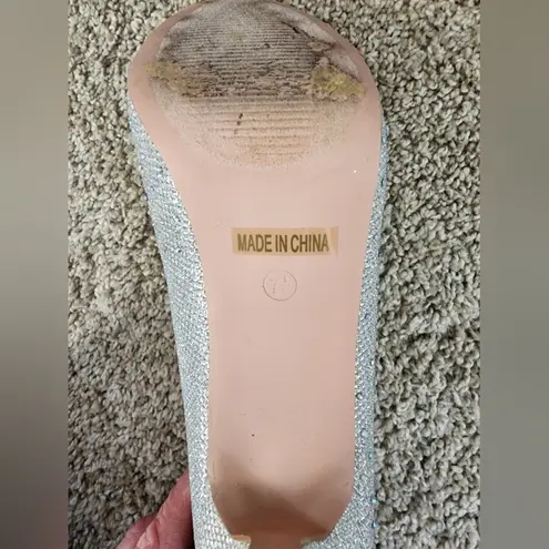 Lauren Lorraine Rhinestone peep toe heels. Size 7.5 Silver