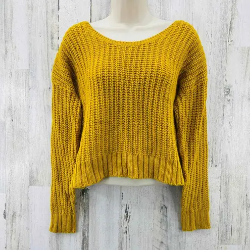 Ruby Moon Sweater XS Marigold Yellow Chunky Knit Open Back Wool Alpaca Blend - Image 2