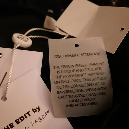 WAYF Emma Rose Top Women's Small Black Sequin Crop Sleeveless Blouse