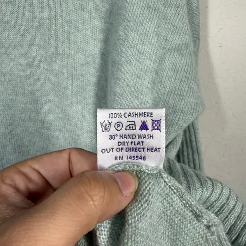 BRORA Scottish 100% Cashmere Gauzy Polo Turtleneck Top Size Small/Medium Green