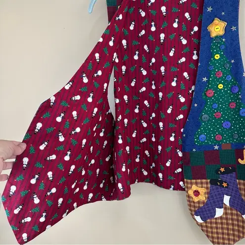 Handmade Snowman Santa Christmas Appliqué Button Embellished Reversible Country Vest 1X