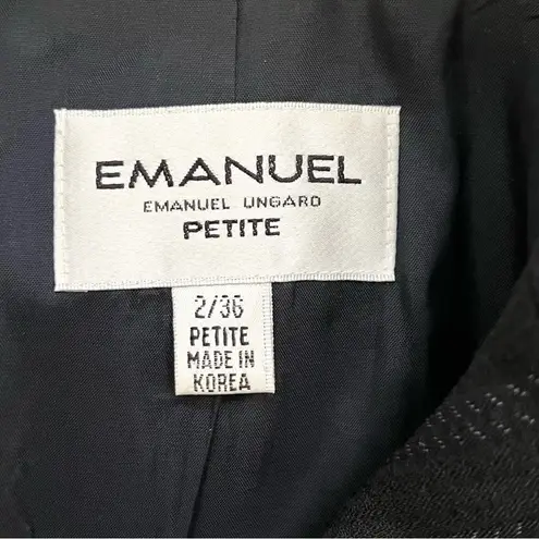 Emanuel Ungaro Vintage Wool Blazer Jacket in Black, Textured Pin Stripes, Sz 2P Black