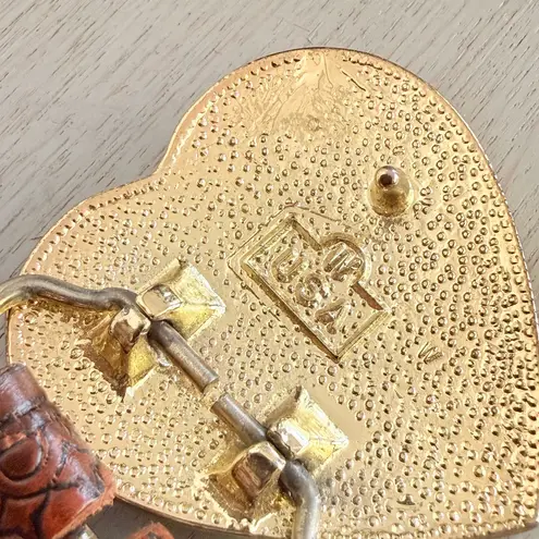 Vintage Y2K Tooled Leather Western Belt Heart Buckle Full Grain Cowhide 42