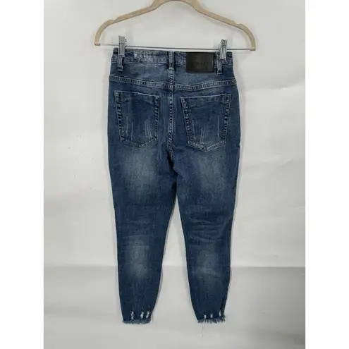 One Teaspoon  Jean Women 24 Blue Denim Distressed High Waist Freebirds II Skinny