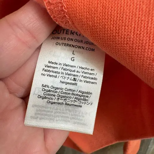 Outerknown Women's Hightide Crew Bright Neon Coral Sweater Large NWT Orange