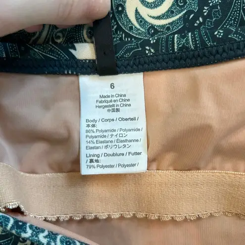 J.Crew Women's Bandeau One Piece Swimsuit Ratti Midnight Paisley Beach Size 6 Blue