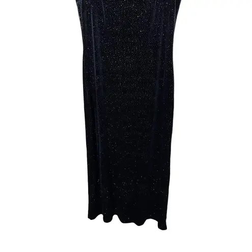 Dawn Joy Dress Black Vintage Maxi Velvet Square Neck Short Sleeve Formal Elegant Size 10