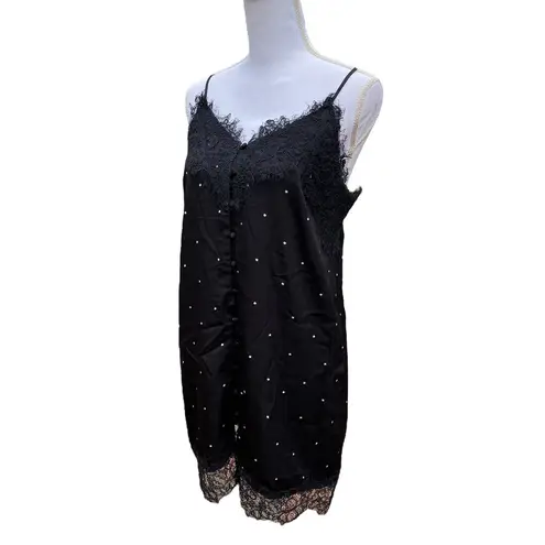 fab'rik  Star Print Dress Black Lace Detail Women's Size Medium