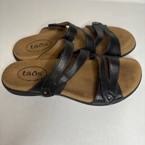 TAOS Leather Adjustable Strap Comfort Sandals Slides Women's Size 7 Black