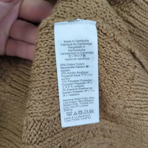 J.Crew Rollneck Cable Knit Mock Neck Pullover Sweater Womens Medium Beige Brown