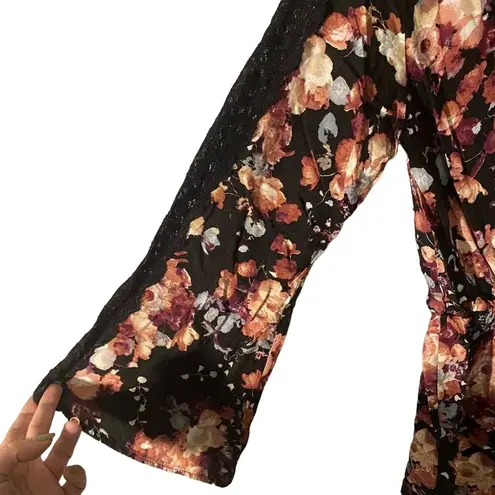 PaperMoon Black Multicolor Floral Lace Detail Scalloped Romper Women Sz S