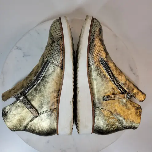 SILENT D Anthro OHMY Booties EU 38 US 7.5 Gold Leather Snakeskin Zipper Ankle