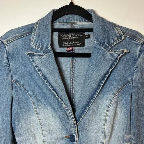 Rampage Vintage Y2K  Denim Blazer Jean Jacket Blue Medium Wash Sz Small 90s Retro