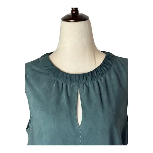 W By Worth Shirt Women 8 Green Crew Neck Leather Tunic Top Moto Luxury Retro