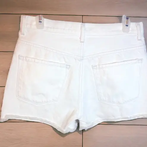 J Brand  Joan Button Fly Super High Rise White Denim Jean Shorts Womens 28