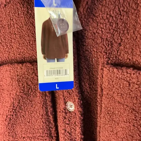 Ecothreads Ladies' Long Sleeve Boucle with 2 Pockets Shirt Jacket Red Size L