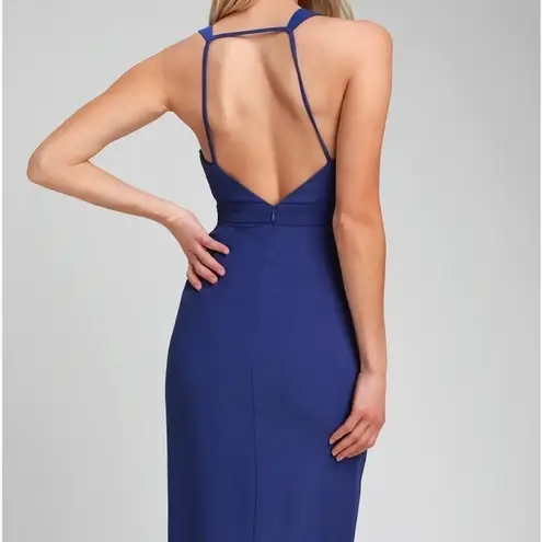 NWT Lulus Idina Backless Bodycon Midi Dress In Royal Blue Size Extra Small