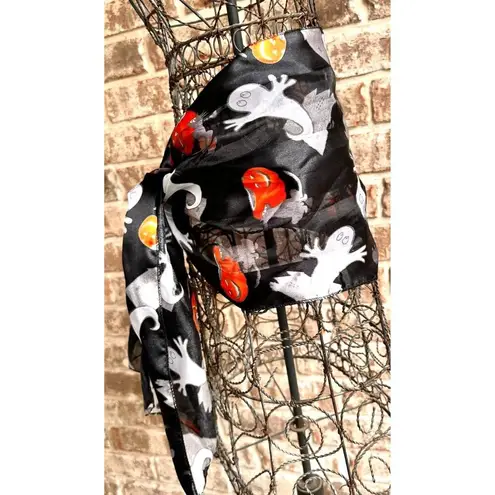 Halloween Scarf Black Gray Cat Ghosts Jack O Lantern Festive Spooky Deco…