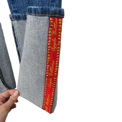 Apple Bottoms Y2k Vintage Jeans Red Cuffed Straight Jeans Size 14 34" NWT