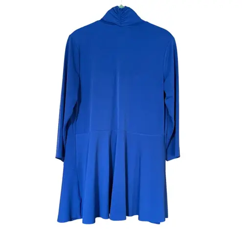 Susan Graver Oversized Size XS Blue Liquid Knit 3/4 Sleeve Open Front Cardigan - Image 3