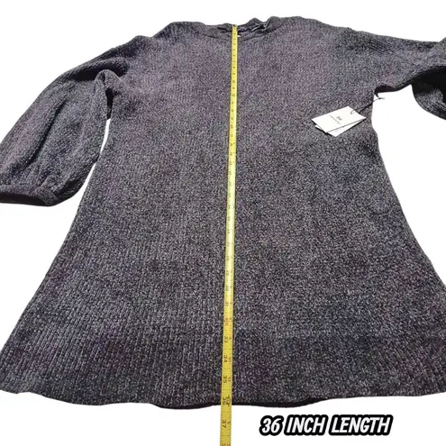 Something Navy Sweater Dress Knit Shimmer Gray Silver Metallic Size LARGE New