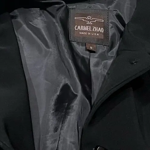 Carmel Zhao Star Georgette Trench Blazer Overcoat Long Designer Black jacket 8