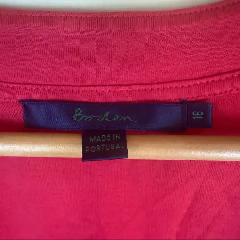 Boden Womens Scoop Neck Classic 3/4 Sleeve Shirt Size 16 Layering Capsule Piece Pink