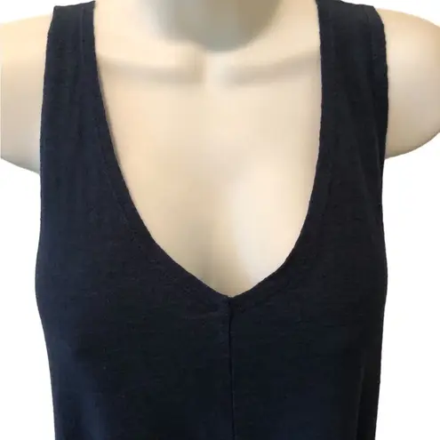 Cut Loose V Neck Patchwork Sleeveless Tank Dress Navy Linen Blend Sz M Cruise