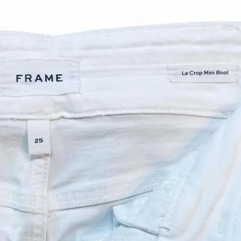 Frame NWOT! Denim Le Crop Mini Boot in Blanc White Jeans Double Waistband Sz 25