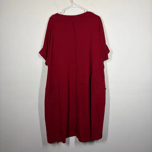 Moyuru Waffle Texture Tunic Dress Size Medium Red