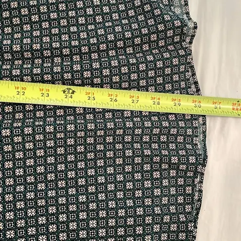 J. Jill Green Floral Print Midi Skirt & Matching Blouse Womens Size Small Career