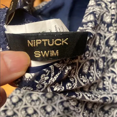 Asymmetrical Ruffled Black and White Swim Tank Top Size 6