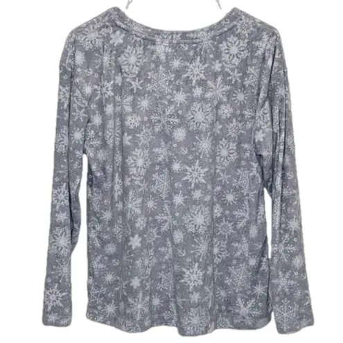 Nautica  winter pajama top medium long sleeve snowflake top cute comfy pj top