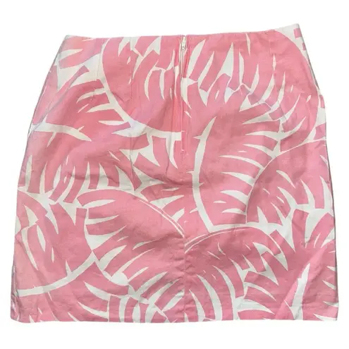 Bahama Hand Prints Vintage Women’s Sz 12 Pink White Palm Leaf Print Cotton Skirt