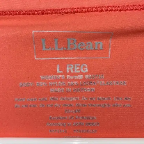 L.L. Bean Rash guard 1/4 Quarter Zip Jersey Shirt Top Size Large Coral/White Orange