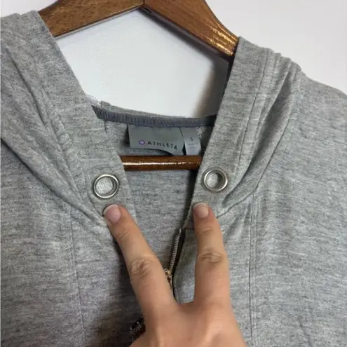 Athleta  Lotus Gray Sleeveless Hooded Jersey Zippered Vest Top