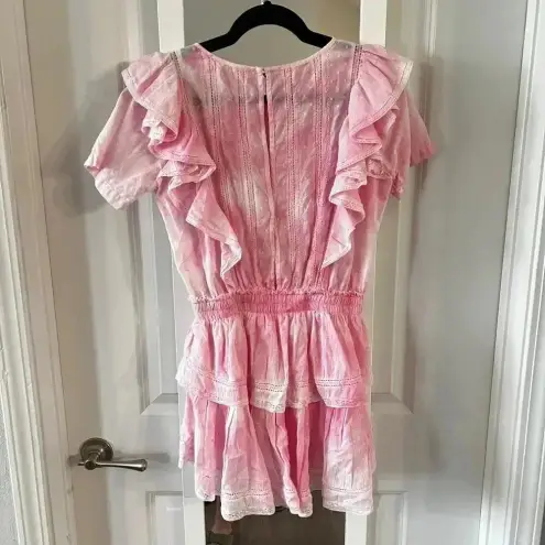 Love Shack Fancy 281  Natasha Short Sleeve Eyelet Mini Dress Size XS Color Pink